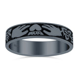 Claddagh Band Oxidized Ring Solid 925 Sterling Silver Thumb Ring (5mm)