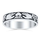 Claddagh Band Oxidized Ring Solid 925 Sterling Silver Thumb Ring (5mm)