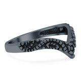 V Shape Band Oxidized Ring Solid 925 Sterling Silver Thumb Ring (7mm)