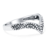 V Shape Band Oxidized Ring Solid 925 Sterling Silver Thumb Ring (7mm)