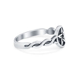 Twisted Braided Shank Oxidized Pentagram Star Ring Band 925 Sterling Silver