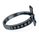 Ankh Cross Band Oxidized Ring Solid 925 Sterling Silver (14mm)