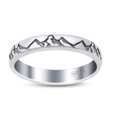 Mountains Ring Band Oxidized Round 925 Sterling Silver (3.5mm)