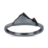 Mountains Band Ring Oxidized Solid 925 Sterling Silver (7mm)