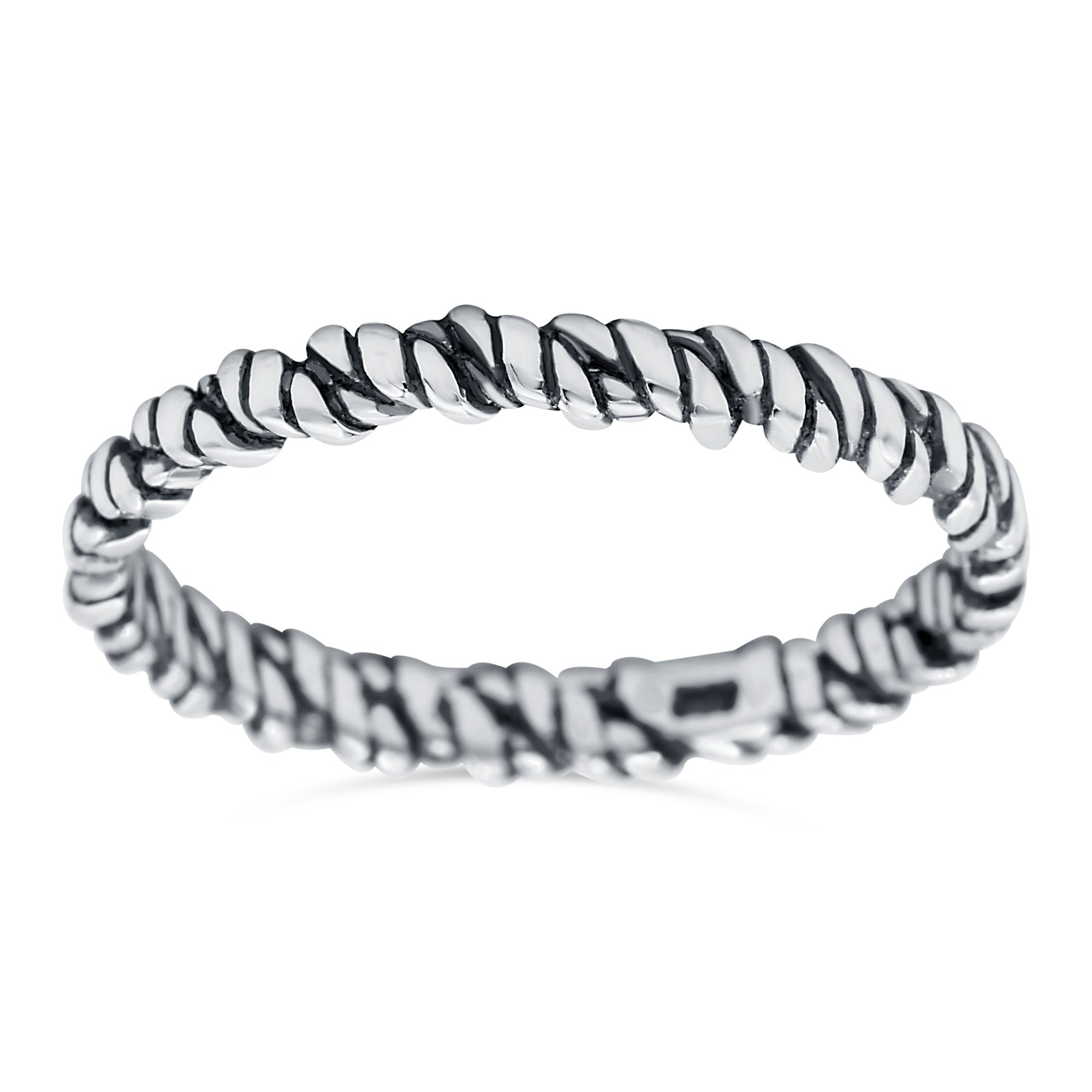 Thin Knot Ring Oxidized Band Solid 925 Sterling Silver Thumb Ring (2mm)