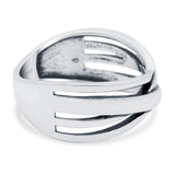 Crisscross Ring Oxidized Band Solid 925 Sterling Silver Thumb Ring (8mm)