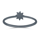 Star Ring Oxidized Band Solid 925 Sterling Silver Thumb Ring (4mm)
