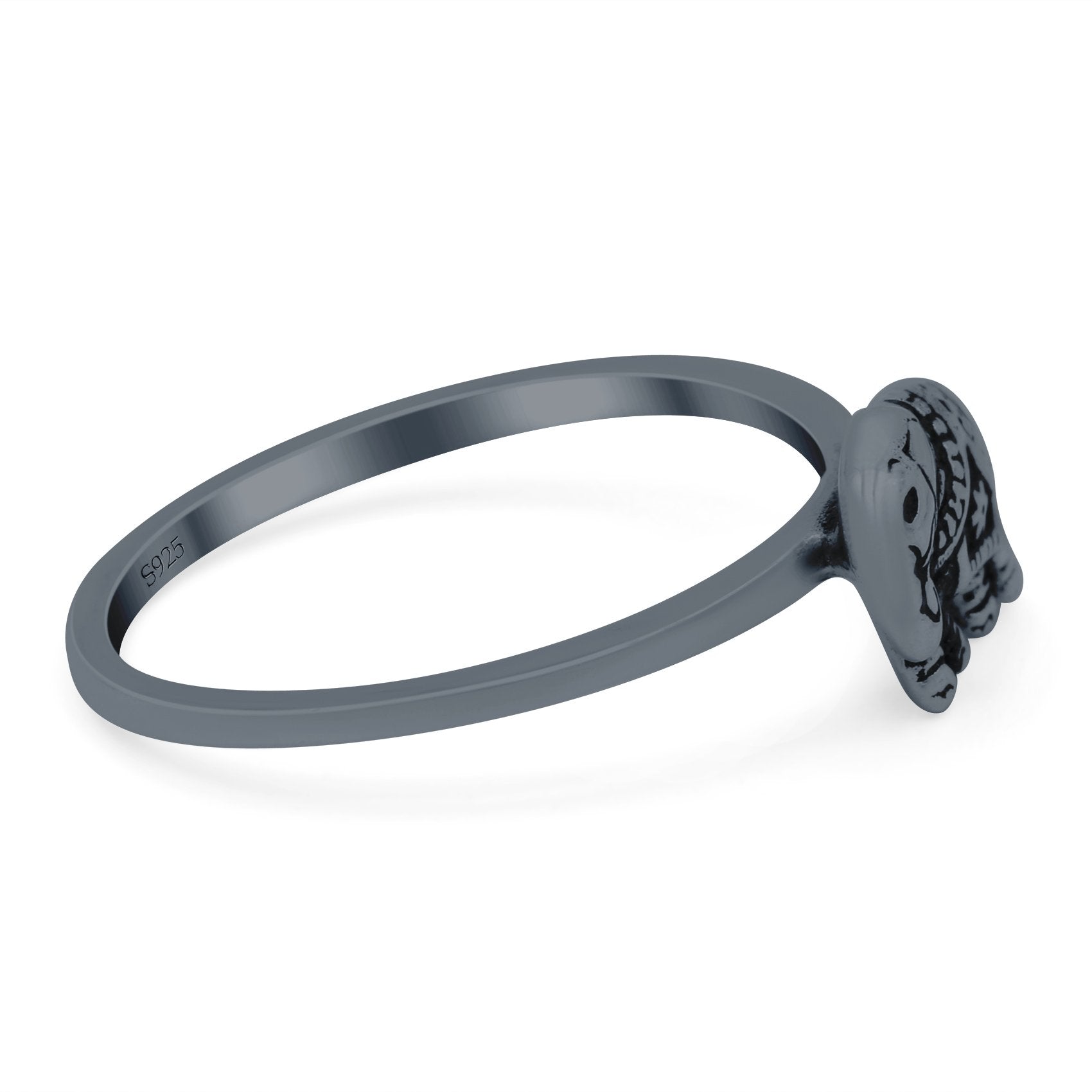 Elephant Ring Oxidized Band Solid 925 Sterling Silver Thumb Ring (7mm)