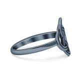 Designer Rounded Flower Celtic Knot Weave Oxidized Band Thumb Ring (13mm)