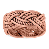 Braided Ring Oxidized Band Solid 925 Sterling Silver (9mm)