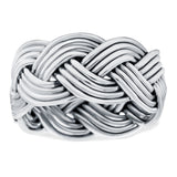 Braided Ring Oxidized Band Solid 925 Sterling Silver (10mm)