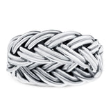 Celtic Braided Ring Oxidized Band Solid 925 Sterling Silver (8mm)