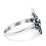 Flower Band Oxidized Ring Solid 925 Sterling Silver (14mm)