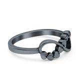 Infinity Hearts Band Oxidized Ring Solid 925 Sterling Silver