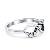 Infinity Hearts Band Oxidized Ring Solid 925 Sterling Silver