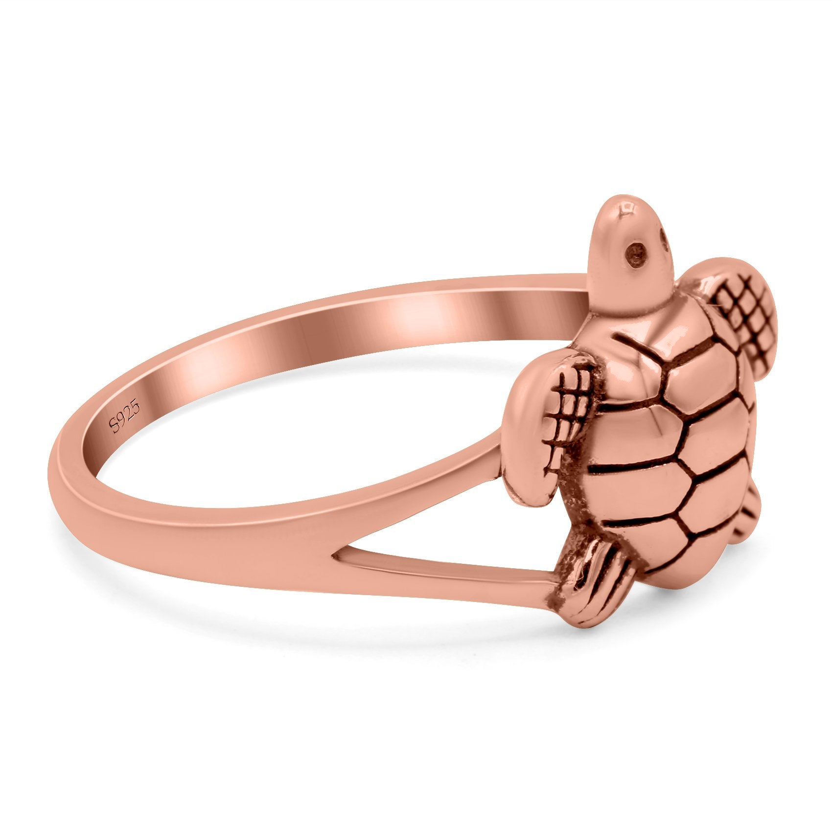 Turtle Ring Oxidized Band Solid 925 Sterling Silver Thumb Ring (11.5mm)