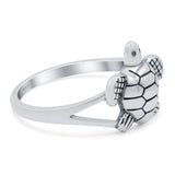 Turtle Ring Oxidized Band Solid 925 Sterling Silver Thumb Ring (11.5mm)