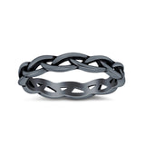 Infinity Band Oxidized Ring Solid Round 925 Sterling Silver