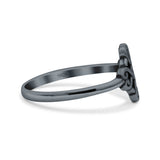 Infinity Adorned Hearts Filigree Knot Unique Design Oxidized Band Solid 925 Sterling Silver Thumb Ring Swirl (9mm)
