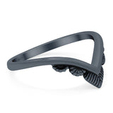 V Shaped Ring Oxidized Band Solid 925 Sterling Silver Thumb Ring (8mm)