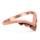 V Shaped Ring Oxidized Band Solid 925 Sterling Silver Thumb Ring (8mm)