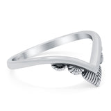 V Shaped Ring Oxidized Band Solid 925 Sterling Silver Thumb Ring (8mm)