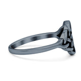 Triquetra Dainty Celtic Double Knot Weave Braided Oxidized Band Thumb Ring (10mm)