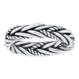 Celtic Rope Braid Ring Oxidized Band Solid 925 Sterling Silver (4mm)