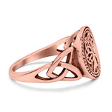 Celtic Tree of Life Signet Band Oxidized Ring Solid 925 Sterling Silver (12mm)