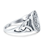Celtic Tree of Life Signet Band Oxidized Ring Solid 925 Sterling Silver (12mm)