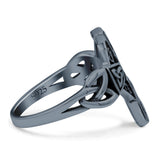 Vintage Triquetra Celtic Cross Traditional Infinity Knot Fashionable Oxidized Ring Band Thumb Ring (17mm)