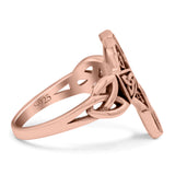 Vintage Triquetra Celtic Cross Traditional Infinity Knot Fashionable Oxidized Ring Band Thumb Ring (17mm)