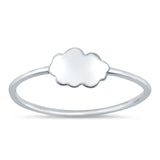 Simple Plain Petite Dainty Cloud Ring Band Rhodium Plated Solid 925 Sterling Silver (6mm)
