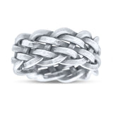 Interlacing Braided Woven Celtic Knot Woven Celtic Knot Oxidized Band Solid 925 Sterling Silver Thumb Ring (9mm)