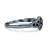 Classic Triquetra Endless Celtic Knot Modern Design Oxidized Band Thumb Ring (7mm)