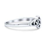 Classic Triquetra Endless Celtic Knot Modern Design Oxidized Band Thumb Ring (7mm)
