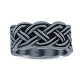 Twisted Braided Full Eternity Ring Oxidized Band Solid 925 Sterling Silver Thumb Ring (10mm)