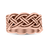 Twisted Braided Full Eternity Ring Oxidized Band Solid 925 Sterling Silver Thumb Ring (10mm)