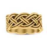 Twisted Braided Full Eternity Ring Oxidized Band Solid 925 Sterling Silver Thumb Ring (10mm)