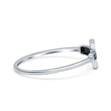 Textured Sideways Cross Band Petite Dainty Thumb Plain Ring 925 Sterling Silver