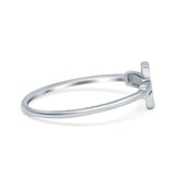 Textured Sideways Cross Band Petite Dainty Thumb Plain Ring 925 Sterling Silver