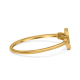 Textured Sideways Cross Band Petite Dainty Thumb Plain Ring 925 Sterling Silver
