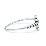 Cross Beaded Plain Ring Petite Dainty Sideways Band 925 Sterling Silver