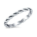 Oxidized Braided Twisted Rope Plain Band Ring 925 Sterling Silver