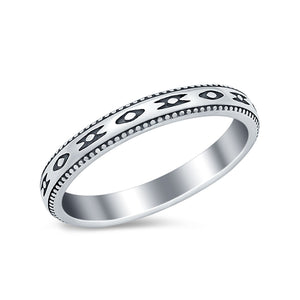 Aztec Band Plain Ring 925 Sterling Silver
