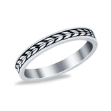 Art Deco Fashion Band Plain Ring Oxidized Round 925 Sterling Silver