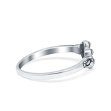 Bali Flower Oxidized Band Plain Ring 925 Sterling Silver