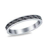 Fashion Braide Wave Design Band Oxidized Plain Ring 925 Sterling Silver