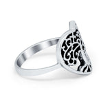 Sterling Silver Filigree Heart Tree of Life Band Ring Round 925 Sterling Silver
