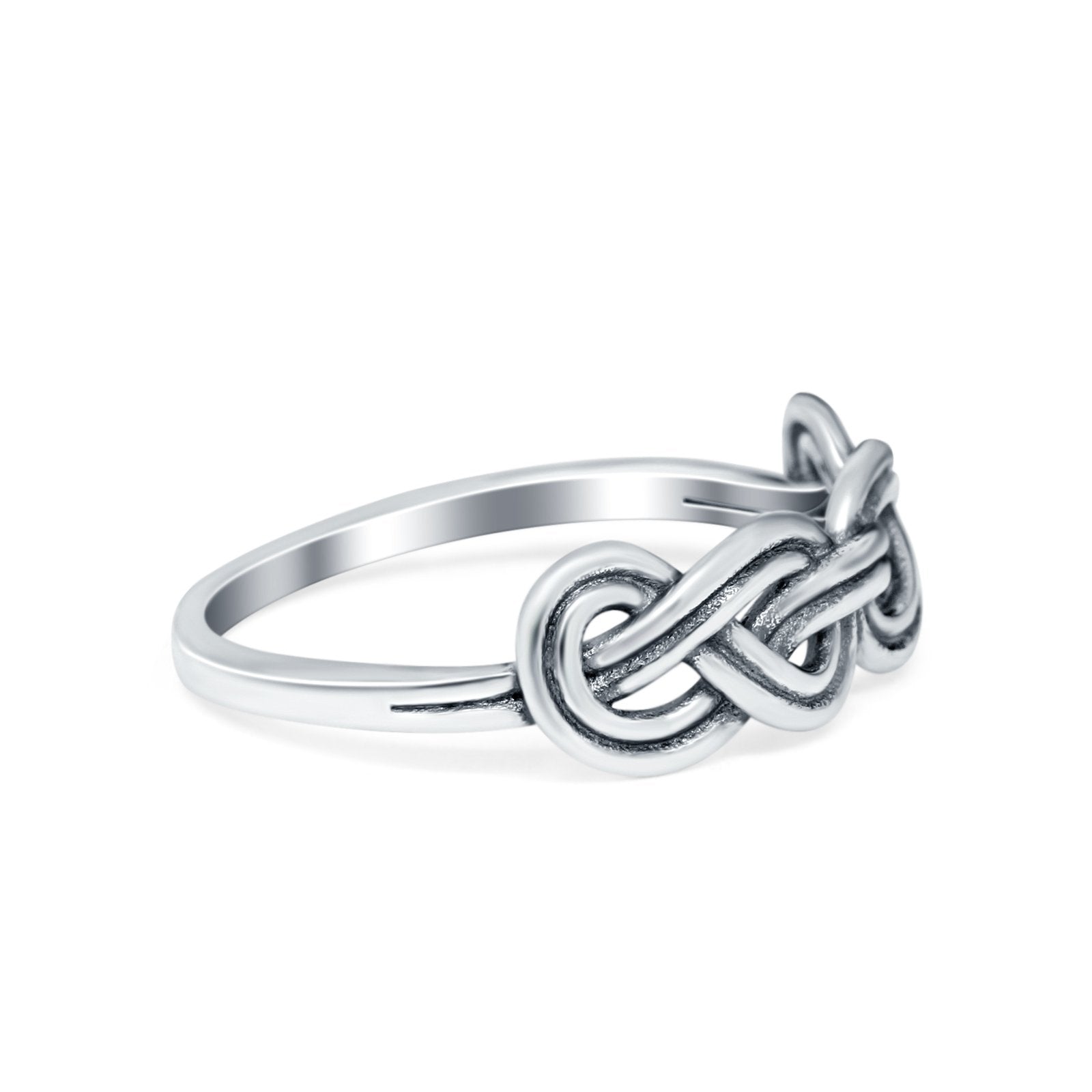 Celtic Crisscross Tangled Knot Band Oxidized Plain Ring Round 925 Sterling Silver